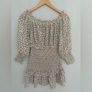 E.ssue Cream & Black Ruched Women’s Mini Dress Size S